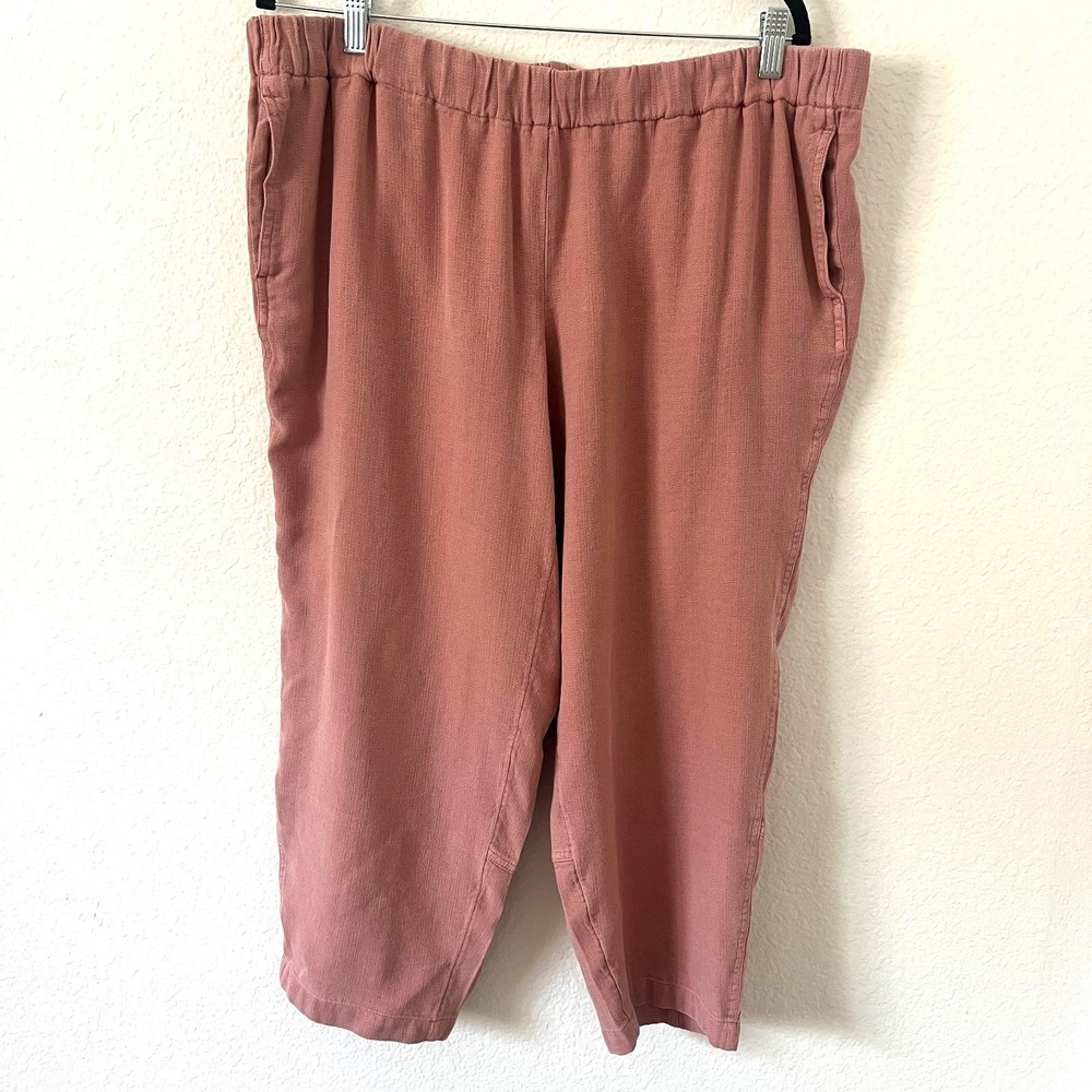 J‎ Jill Pure Jill Sz XLP / XL 100% Lyocell Pants Pink Elastic Waist Beachy Boho